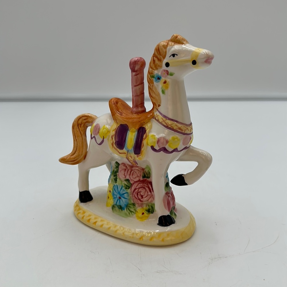 Vintage 1993 Handcrafted Merry-Go-Round Carousel Horse Porcelain Ceramic Pastel